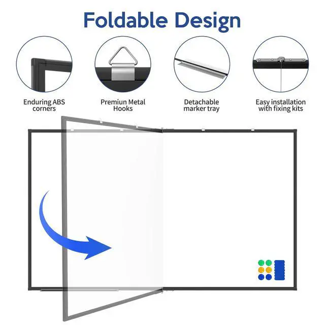 Alt view image 2 of 6 - 60x36 Large Wall Whiteboard, Magnetic Dry Erase Board for Home Office | Black Aluminum Frame, Large Magnetic Surface, Smooth Writing and Easy Erasing for Home, Office, School, Meetings and Planning