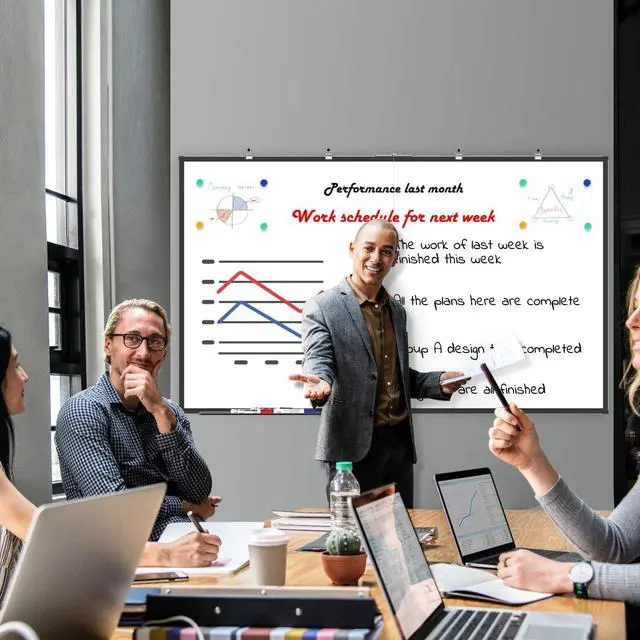 Alt view image 5 of 6 - 60x36 Large Wall Whiteboard, Magnetic Dry Erase Board for Home Office | Black Aluminum Frame, Large Magnetic Surface, Smooth Writing and Easy Erasing for Home, Office, School, Meetings and Planning