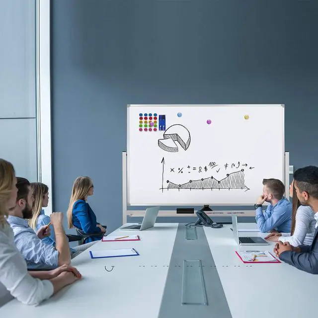 Alt view image 7 of 7 - 60"x40" Mobile Whiteboard Double-Sided Magnetic Large Dry Erase White Board with Rolling Stand for Offices, Home & School