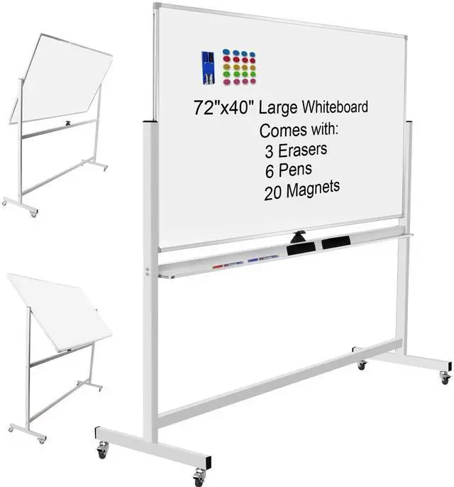 Main image of Mobile Whiteboard 72"x40" Magnetic Dry Erase White Boards on Wheels Double-Sided Large Whiteboard with Rolling Stand for Classrooms, Offices and Home