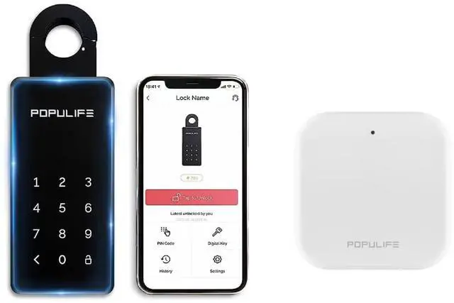 Main image of WiFi Lock Box for Outside with Gateway, Remotely Control Smart Key Lock Box, Wireless Lock Box for House Key, Door Handle & Wall Mount Sturdy Alloy Lockbox IP66 Waterproof