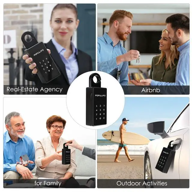 Alt view image 2 of 7 - WiFi Lock Box for Outside with Gateway, Remotely Control Smart Key Lock Box, Wireless Lock Box for House Key, Door Handle & Wall Mount Sturdy Alloy Lockbox IP66 Waterproof