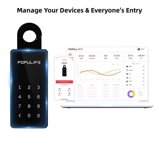 Alt view image 7 of 7 - WiFi Lock Box for Outside with Gateway, Remotely Control Smart Key Lock Box, Wireless Lock Box for House Key, Door Handle & Wall Mount Sturdy Alloy Lockbox IP66 Waterproof