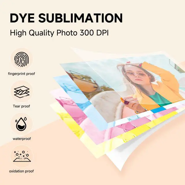 Alt view image 4 of 7 - 4x6 Photo Printer & 108 Sheets Photo Paper & 2 Ribbons, Full Color Instant Picture Printer for Phone/Laptop/Home Use, Wi-Fi Connection, Thermal-Sublimation, 15s AR Video Printing, Beige
