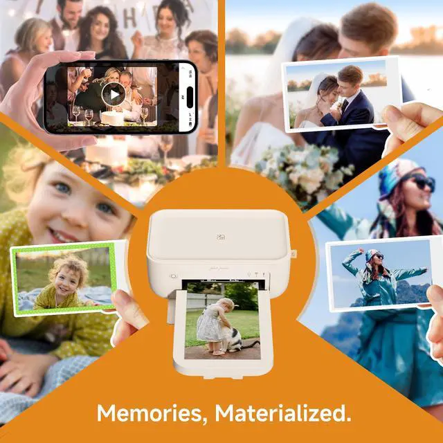 Alt view image 6 of 7 - 4x6 Photo Printer & 108 Sheets Photo Paper & 2 Ribbons, Full Color Instant Picture Printer for Phone/Laptop/Home Use, Wi-Fi Connection, Thermal-Sublimation, 15s AR Video Printing, Beige