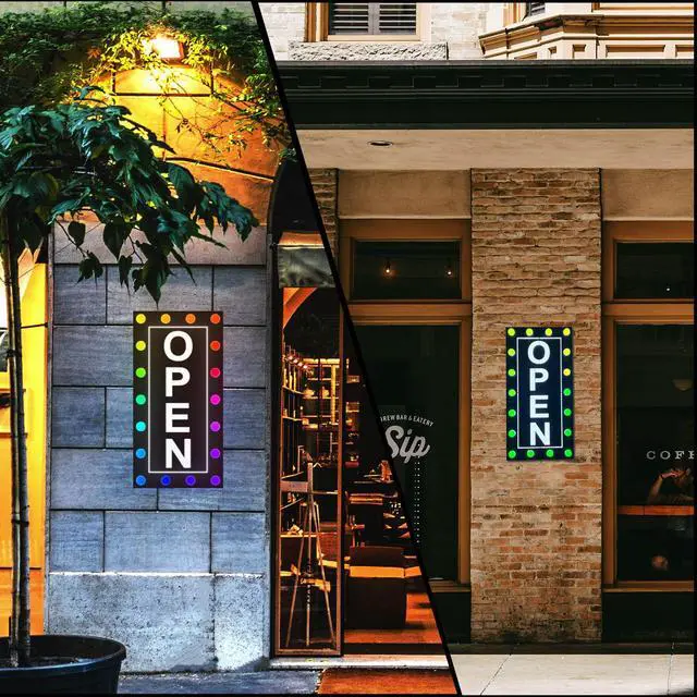 Alt view image 6 of 6 - Outdoor Waterproof LED Open Sign for Business, Ultra Bright Lighted Open Sign for Storefront Window, RGB Color Changing with Remote, Commercial Open Sign with Waterproof Adapter & Switch