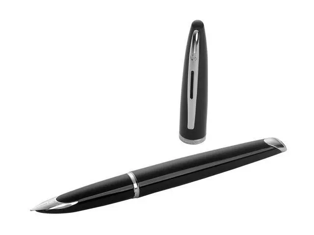 Alt view image 5 of 6 - Duofold Centennial Fountain Pen, Classic Black with Gold Trim, Medium Solid Gold Nib, Black Ink and Convertor, Premium Gift Box