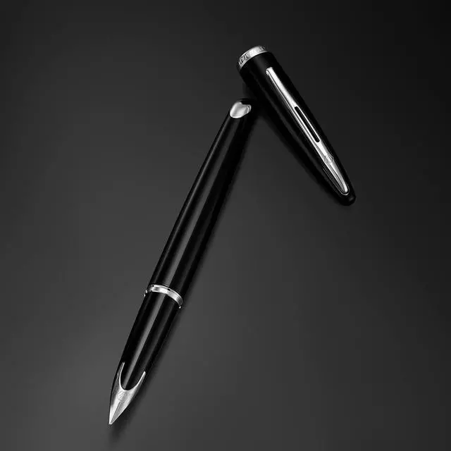 Alt view image 3 of 6 - Duofold Centennial Fountain Pen, Classic Black with Gold Trim, Medium Solid Gold Nib, Black Ink and Convertor, Premium Gift Box
