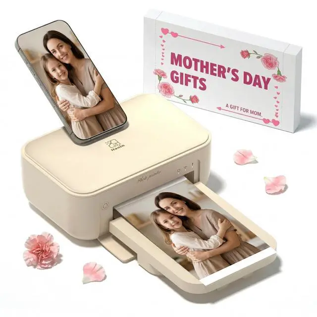 Main image of 4x6 Photo Printer for iPhone & Android, with 20 Sheets & 1 Ribbon, Portable Picture Printer for Phone, Home Use, Ideal for Mom, Family & Friends, Beige