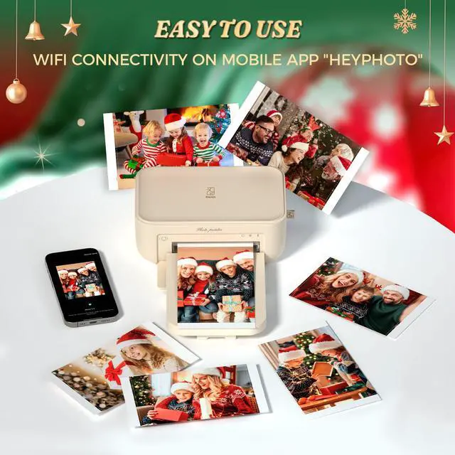Alt view image 4 of 7 - 4x6 Photo Printer for iPhone & Android, with 20 Sheets & 1 Ribbon, Portable Picture Printer for Phone, Home Use, Ideal for Mom, Family & Friends, Beige