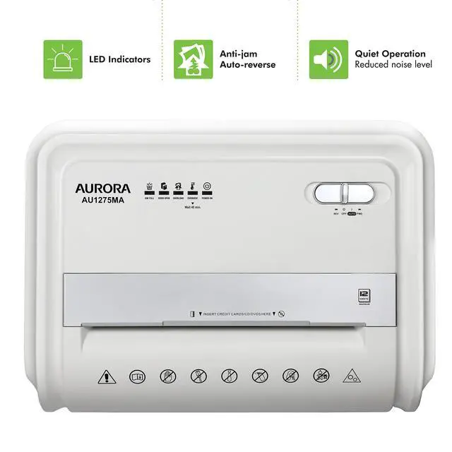 Alt view image 4 of 7 - Professional Grade 12-Sheet Micro-Cut Paper and CD/Credit Card Shredder/ 60 Minutes Continuous Run Time, White/Gray