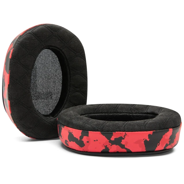 Alt view image 6 of 7 - Freeze G Pro X - Angled Cooling Gel Earpads for Logitech Gpro X Made by Wicked Cushions Extreme Comfort, Angeled Design, New Freeze V2 Cooling Fabric, Extra Thick Red Camo