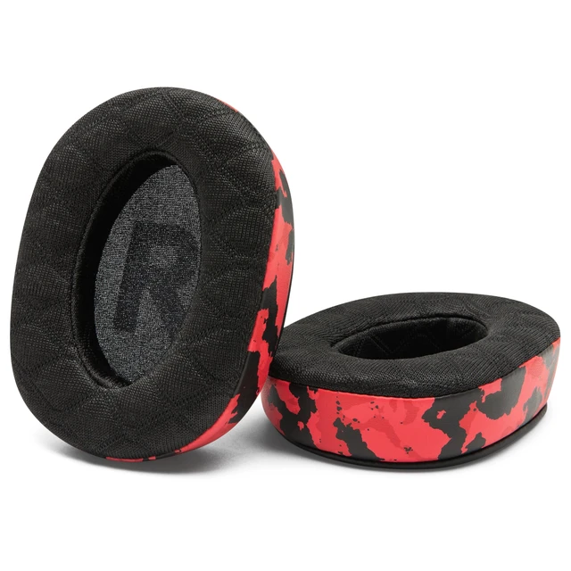 Alt view image 7 of 7 - Freeze G Pro X - Angled Cooling Gel Earpads for Logitech Gpro X Made by Wicked Cushions Extreme Comfort, Angeled Design, New Freeze V2 Cooling Fabric, Extra Thick Red Camo