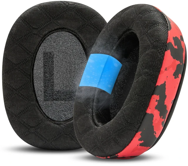 Main image of Freeze G Pro X - Angled Cooling Gel Earpads for Logitech Gpro X Made by Wicked Cushions Extreme Comfort, Angeled Design, New Freeze V2 Cooling Fabric, Extra Thick Red Camo
