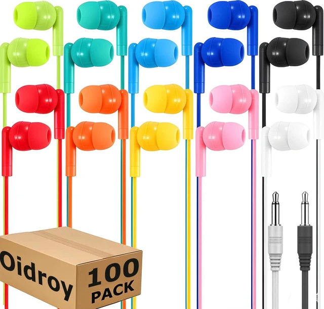 Main image of Bulk Wired Earbuds 100 Pack for Multicolor for School Classroom Students Wholesales Stereo in Ear Headphones for Children Toddler Teen Skids Boys Girls