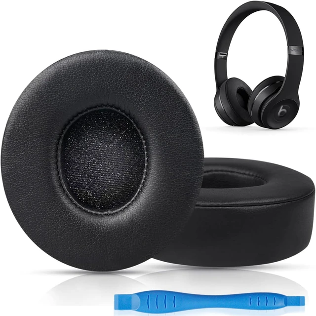 Main image of Replacement Ear Pads for Beats Solo 3 & Solo 2 Headphones (Black) Solo3 Ear Cushions with Protein Leather Thicker Memory Foam