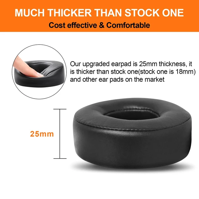 Alt view image 3 of 7 - Replacement Ear Pads for Beats Solo 3 & Solo 2 Headphones (Black) Solo3 Ear Cushions with Protein Leather Thicker Memory Foam