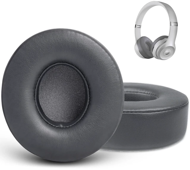 Main image of Replacement Ear Pads for Beats Solo 3 & Solo 2 Headphones (Grey) Solo3 Earpads with Protein Leather Thicker Memory Foam