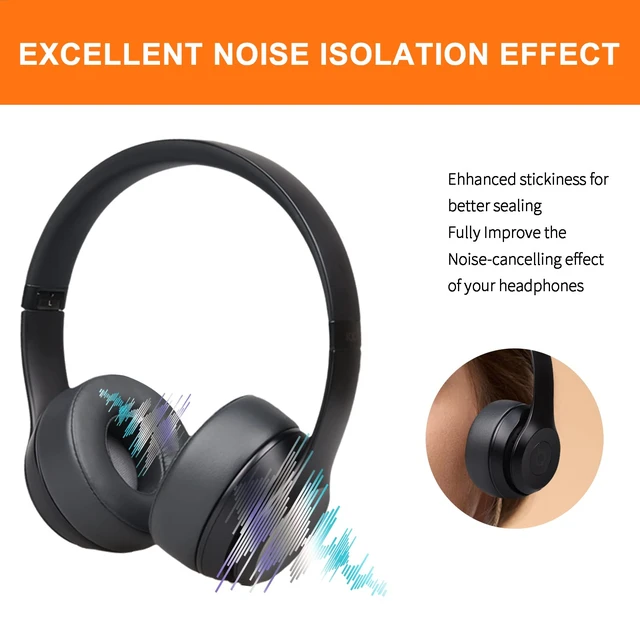 Alt view image 4 of 7 - Replacement Ear Pads for Beats Solo 3 & Solo 2 Headphones (Grey) Solo3 Earpads with Protein Leather Thicker Memory Foam