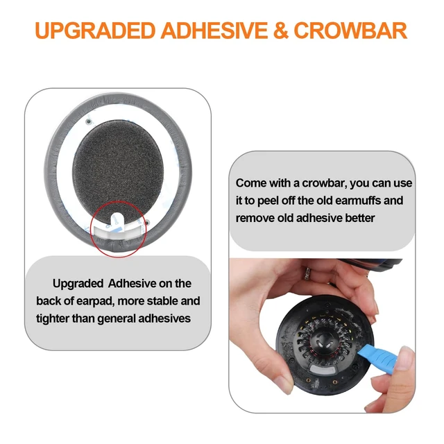 Alt view image 5 of 7 - Replacement Ear Pads for Beats Solo 3 & Solo 2 Headphones (Grey) Solo3 Earpads with Protein Leather Thicker Memory Foam