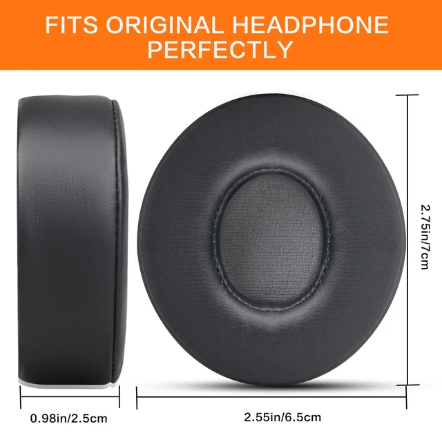 Alt view image 6 of 7 - Replacement Ear Pads for Beats Solo 3 & Solo 2 Headphones (Grey) Solo3 Earpads with Protein Leather Thicker Memory Foam