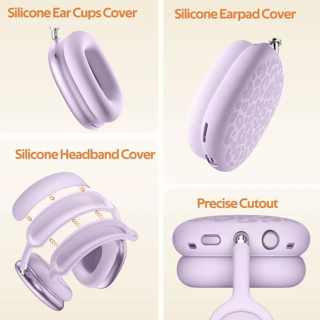 Alt view image 6 of 7 - DGge Leopard Silicone Case Cover Set for AirPods Max 2/1(2026/2024/2020) Full Protection Ear Cups Headband Ear Pad Accessories Compatible with Apple AirPods Max Accessories (USB-C / Lightning)