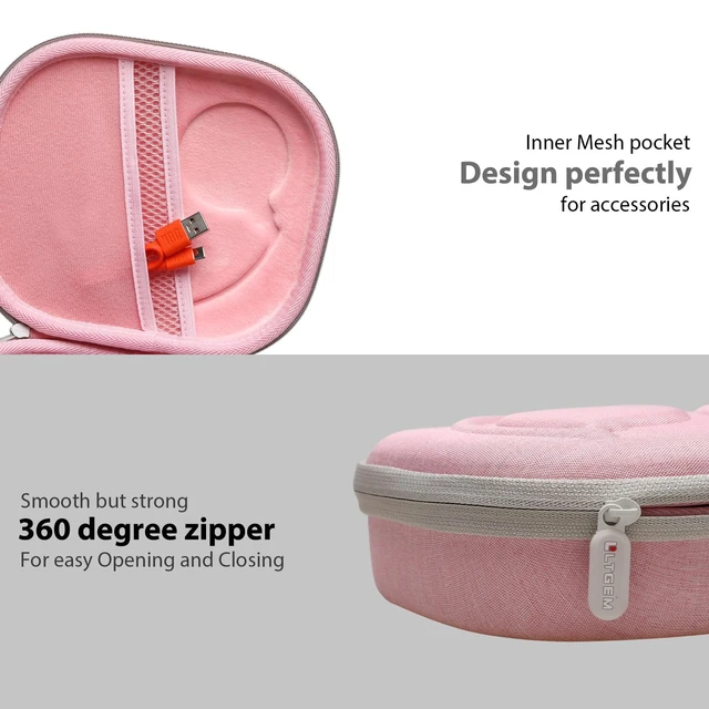 Alt view image 5 of 7 - Case for JBL Tune 530BT/730BT/770NC/510BT/520C/670NC Headphone Pink Hard Carrying Travel Case for JBL Live 670NC/770NC/680NC/780NC Headphones