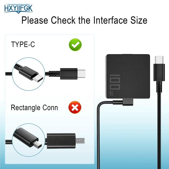 Alt view image 2 of 7 - 100W USB C Laptop Charger for ASUS ROG Ally Zenbook Chromebook Type C Power Supply