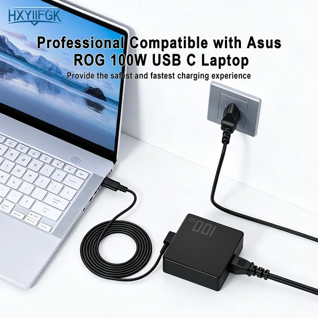 Alt view image 6 of 7 - 100W USB C Laptop Charger for ASUS ROG Ally Zenbook Chromebook Type C Power Supply