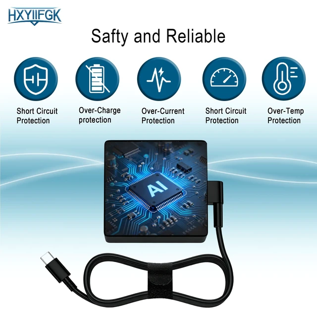 Alt view image 5 of 7 - 100W USB C Laptop Charger for ASUS ROG Ally Zenbook Chromebook Type C Power Supply