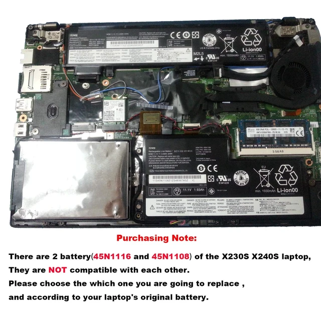 Alt view image 6 of 7 - 45N1112 Laptop Battery Compatible with Lenovo ThinkPad A275 T440 T440S T450 T450S T460 X230S X240 X240S X250 X260 X270 Series Internal 45N1113 45N1111 01AV459 45N1109 45N1110 45N1773 11.4V 24Wh