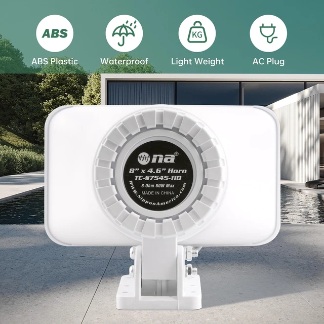 Alt view image 5 of 7 - 110V Outdoor Alarm Security Siren (TC-S7545-110), 80W Wired Horn, 120dB Long Range Sound, Wi-Fi Socket Included for Remote Activation, Weather Resistant, 8ft Cable