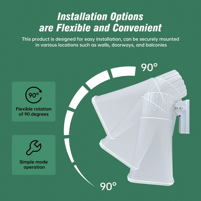 Alt view image 6 of 7 - 110V Outdoor Alarm Security Siren (TC-S7545-110), 80W Wired Horn, 120dB Long Range Sound, Wi-Fi Socket Included for Remote Activation, Weather Resistant, 8ft Cable