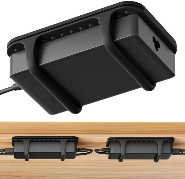 Main image of 2 Pack Universal Silicone Laptop Charger Holder,Under Desk Power Brick Mount Organizer for Charging Brick & Cables,Flexible Non-Slip Power Bricks Mount,Secure Supply Holder for Laptop Charger,Black