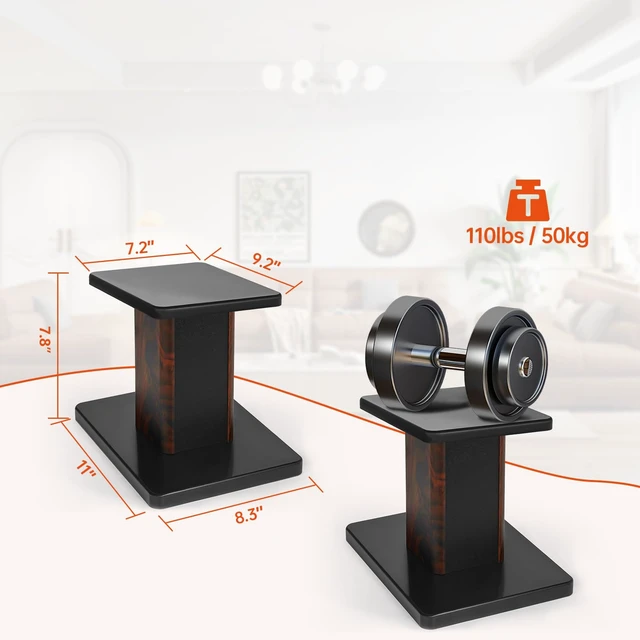 Alt view image 2 of 7 - Pair-7.9 Inch (20CM)-Wood Speaker Stands, 110lbs Weight Capacity for Home-Cinema HiFi Desktop and Satellite Speakers Monitor Stands, Enhanced Audio Listening Experience for Home Theaters