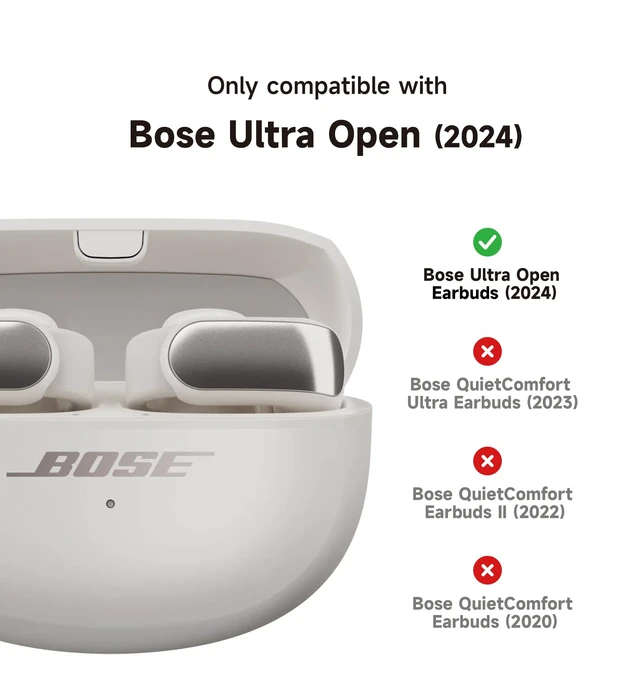 Alt view image 2 of 7 - Case Cover for Bose Ultra Open Earbuds(2024), Shockproof Protective Cover for Bose Ultra Open Wireless Ear Earbuds Charging Case Accessories with Carabiner, White