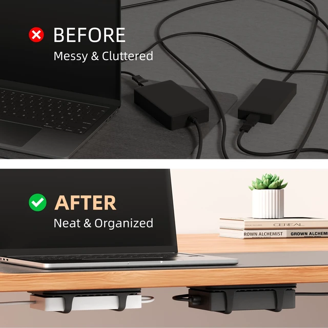 Alt view image 3 of 7 - 2 Pack Universal Silicone Laptop Charger Holder,Under Desk Power Brick Mount Organizer for Charging Brick & Cables,Flexible Non-Slip Power Bricks Mount,Secure Supply Holder for Laptop Charger,Black