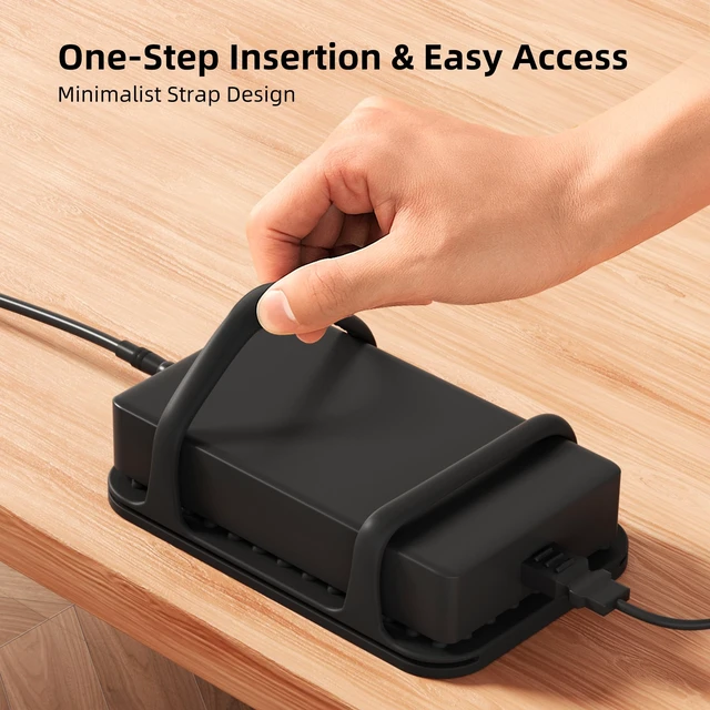 Alt view image 4 of 7 - 2 Pack Universal Silicone Laptop Charger Holder,Under Desk Power Brick Mount Organizer for Charging Brick & Cables,Flexible Non-Slip Power Bricks Mount,Secure Supply Holder for Laptop Charger,Black
