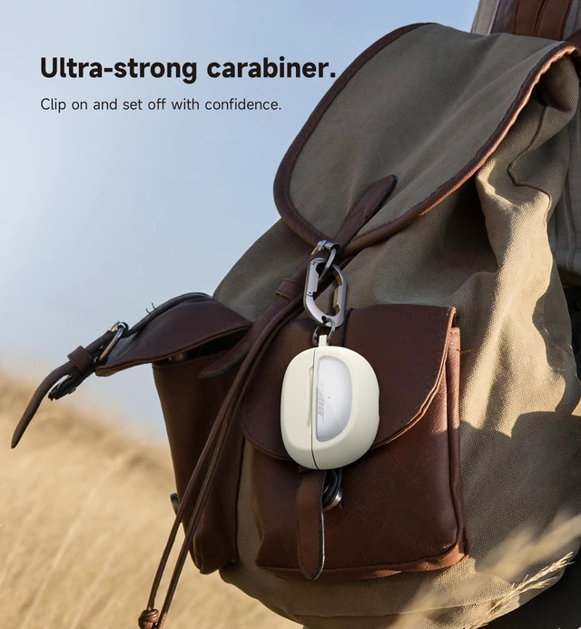 Alt view image 4 of 7 - Case Cover for Bose Ultra Open Earbuds(2024), Shockproof Protective Cover for Bose Ultra Open Wireless Ear Earbuds Charging Case Accessories with Carabiner, White