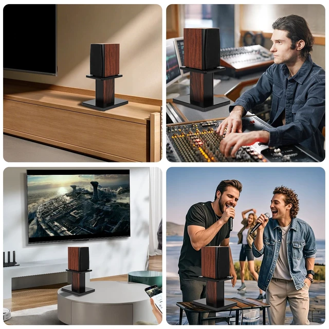 Alt view image 7 of 7 - Pair-7.9 Inch (20CM)-Wood Speaker Stands, 110lbs Weight Capacity for Home-Cinema HiFi Desktop and Satellite Speakers Monitor Stands, Enhanced Audio Listening Experience for Home Theaters