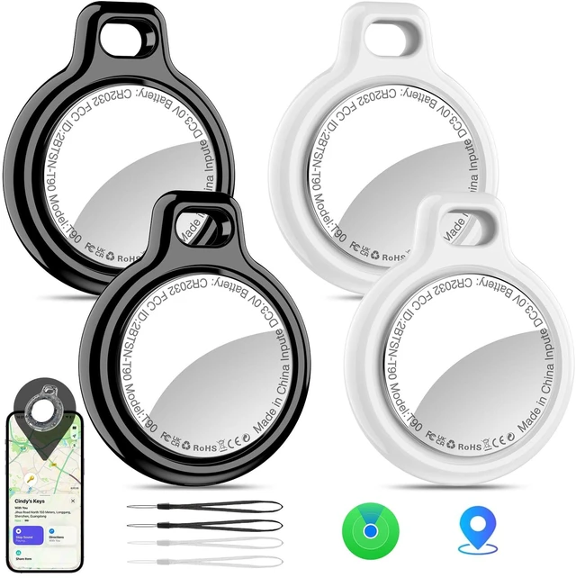 Main image of 4-Pack MFi Certified Tracker Compatible with Apple Find My IP67 Waterproof Bluetooth Item Locator with 100dB Alarm, Replaceable Battery for Keys, Pets, Luggage Works with iPhone/iPad (iOS Only)