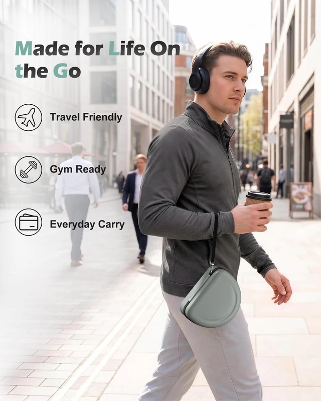 Alt view image 7 of 7 - Hard Case for Beats Solo 4/Solo 3 & Studio Pro/Studio 3 -Sand Gray EVA Shockproof Hard Shell, Mesh Pocket for Cables, Portable Travel Storage Bag with Hand Strap, Lightweight Carrying Case