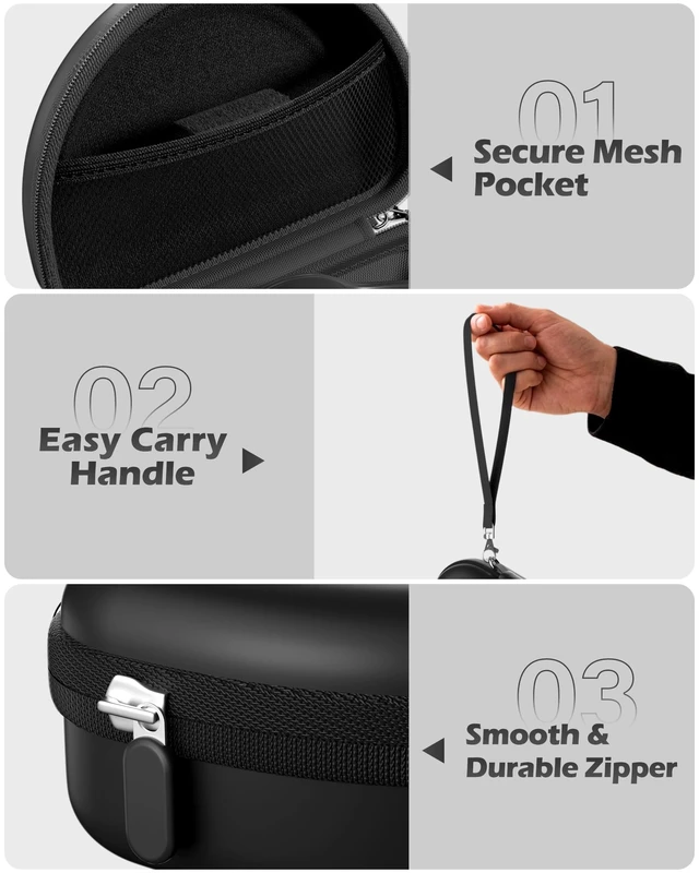 Alt view image 4 of 7 - Hard Case for Beats Solo 4/Solo 3 & Studio Pro/Studio 3 -Black EVA Shockproof Hard Shell, Mesh Pocket for Cables, Portable Travel Storage Bag with Hand Strap, Lightweight Carrying Case