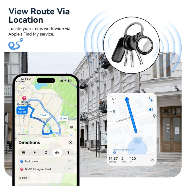 Alt view image 4 of 7 - 4-Pack MFi Certified Tracker Compatible with Apple Find My IP67 Waterproof Bluetooth Item Locator with 100dB Alarm, Replaceable Battery for Keys, Pets, Luggage Works with iPhone/iPad (iOS Only)
