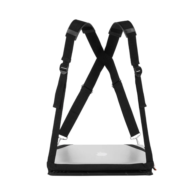 Alt view image 4 of 7 - Laptop Harness - Wearable Laptop Stand for Up to 14" Laptops, Tablets & E-Readers - Adjustable Straps, Includes Memory Foam Mouse Pad (14 Inch)