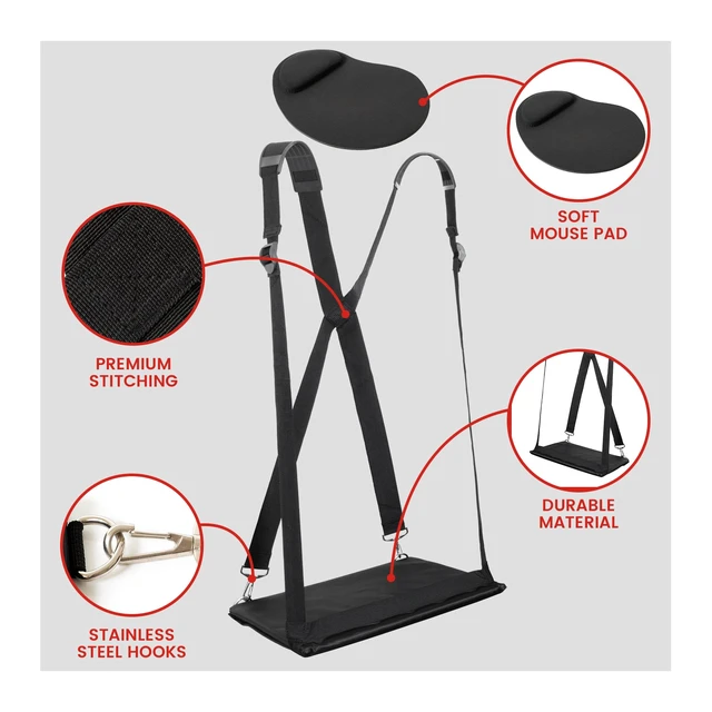 Alt view image 7 of 7 - Laptop Harness - Wearable Laptop Stand for Up to 14" Laptops, Tablets & E-Readers - Adjustable Straps, Includes Memory Foam Mouse Pad (14 Inch)