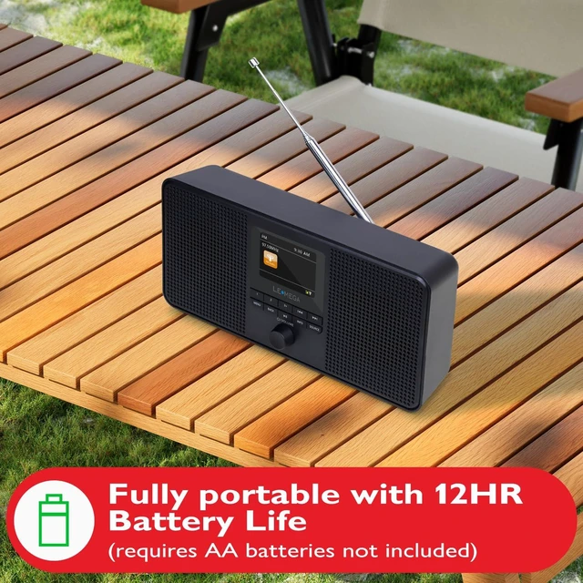 Alt view image 4 of 7 - IR4S Stereo WiFi Internet Radio,FM Digital Radio, Spotify Connect, Bluetooth Speaker, Dual Alarms Clock, 40 Presets, Headphone-Output, Batteries or Mains Powered Black Finish