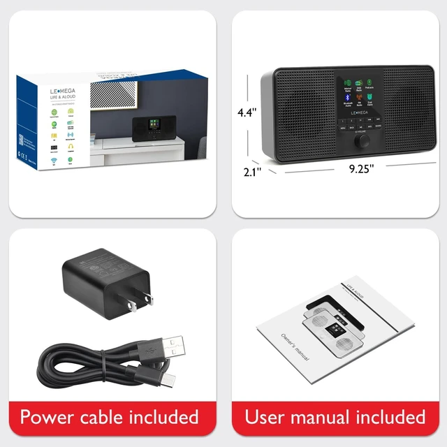 Alt view image 7 of 7 - IR4S Stereo WiFi Internet Radio,FM Digital Radio, Spotify Connect, Bluetooth Speaker, Dual Alarms Clock, 40 Presets, Headphone-Output, Batteries or Mains Powered Black Finish