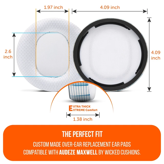 Alt view image 5 of 7 - Freeze Maxwell Gen 1 - Cooling Gel Earpads for Audeze Maxwell 1 Made by Wicked Cushions Elevate Comfort, Durability, Thickness & Sound Isolation for Gaming Ivory Tide