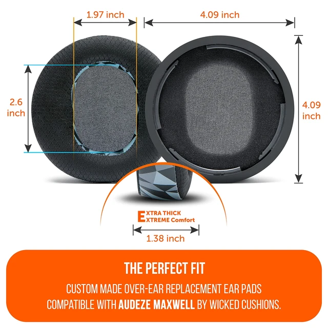 Alt view image 5 of 7 - Freeze Maxwell Gen 1 - Cooling Gel Earpads for Audeze Maxwell 1 Made by Wicked Cushions Elevate Comfort, Durability, Thickness & Sound Isolation for Gaming Geo Grey